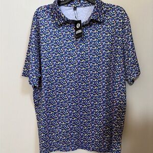 Men's Floral Short-Sleeve Polo in Navy by